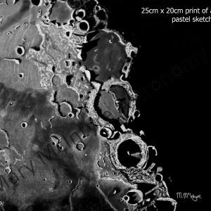 Ptolemaeus Crater Trio Pastel Sketch Print - 25cm x 20cm
