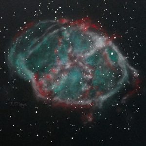 Pastel sketch of Messier 27 the Dumbbell Nebula