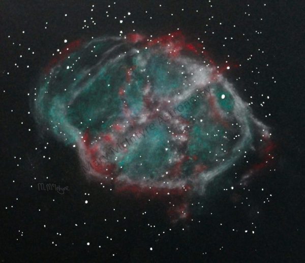 Pastel sketch of Messier 27 the Dumbbell Nebula