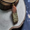 Epoxy Resin Pendant - Tag-Shaped Brown & Orange with Gold Glitter - Image 2