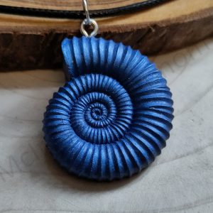 Epoxy Resin Ammonite Pendant (Small) - Petrol Blue Colour
