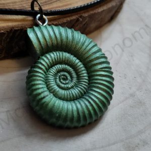 Epoxy Resin Ammonite Pendant (Small) - Green/Gold Colour-shift